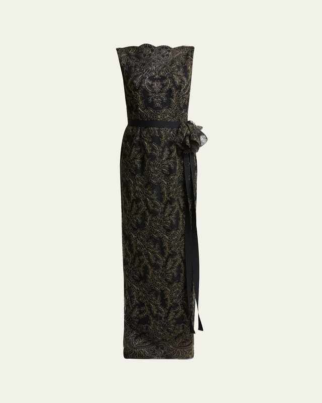 Sleeveless Pencil Embroidered Gown